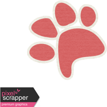 Red Paw Print Sticker - Digital Scrapbooking (456x456), Png Download