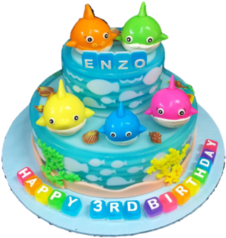 Baby Shark - Baby Shark Jelly Cake (356x390), Png Download