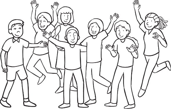 Find The Perfect Group Activity - Line Art (589x374), Png Download