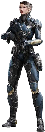 Female Soldier With Submachine Gun - Paragon Game Lt Belica (327x450), Png Download