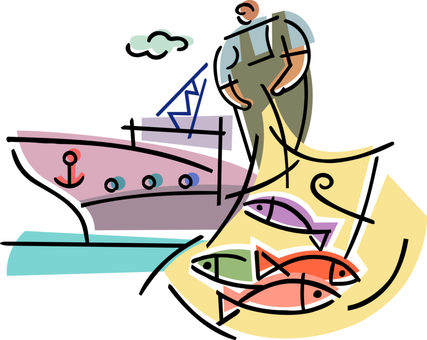 Vector Illustration Of Commercial Fishing Industry (880x700), Png Download