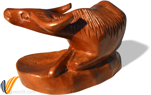 Carabao Water Buffalo Wood Carving Figurine Ashtray - Wood Carving (500x331), Png Download
