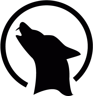 Wolf Howling At The Moon Vector - Wolf Howling At Moon Black Logo Transparent (400x400), Png Download