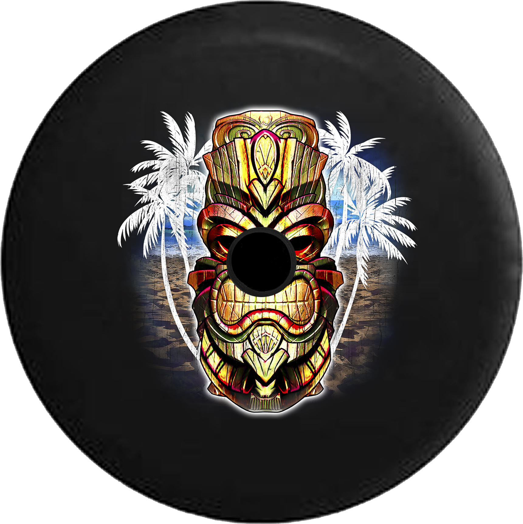 Jeep Wrangler Jl Backup Camera Day Wolves Howling At - Tiki Jeep Tire Cover (1721x1725), Png Download