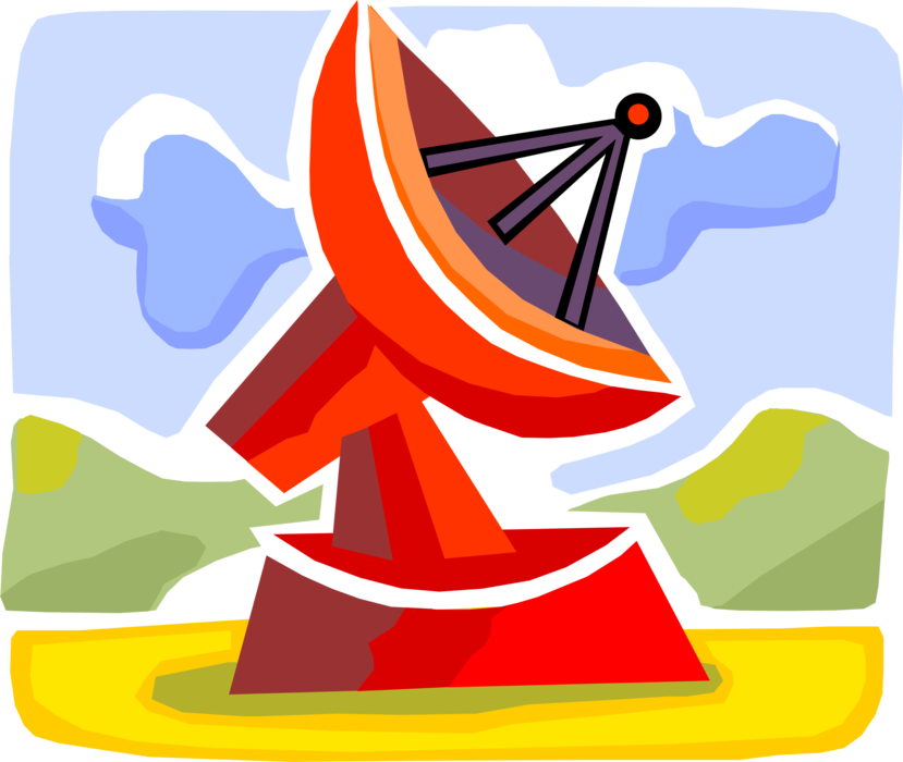 Vector Illustration Of Satellite Dish Parabolic Antenna (829x700), Png Download