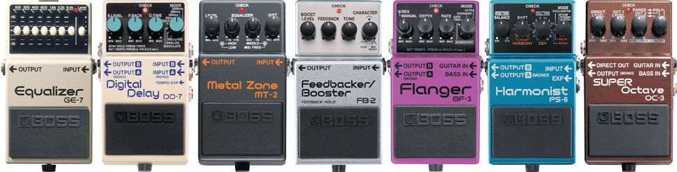Metal Guitar Chain Effects Pedals - Boss Bf-3 Compact Guitar Flanger Effects Pedal (965x245), Png Download