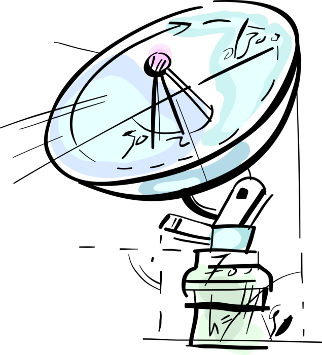 Vector Illustration Of Satellite Dish Parabolic Antenna (635x700), Png Download