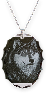 Lone Wolf Necklace - 1 Necklace Oval Charm (350x350), Png Download