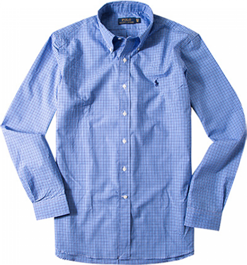 Ralph Lauren Long Sleeve Check Shirt In Blue~ - Shirt (1000x1231), Png Download