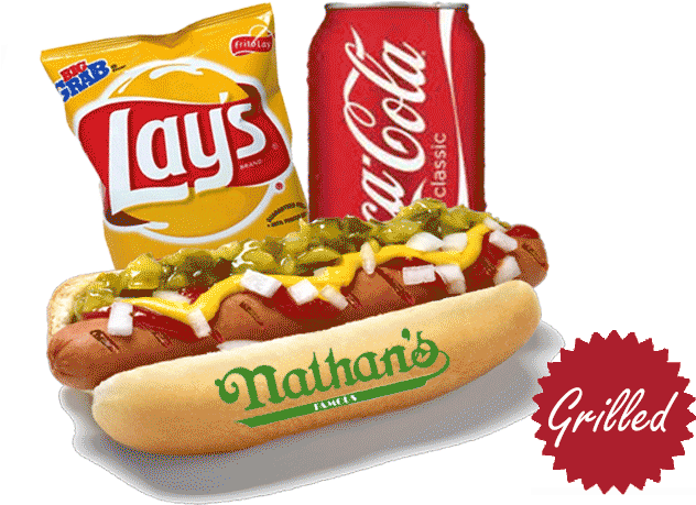 What The Heck Is That - Hot Dogs Chips And Drink (640x480), Png Download