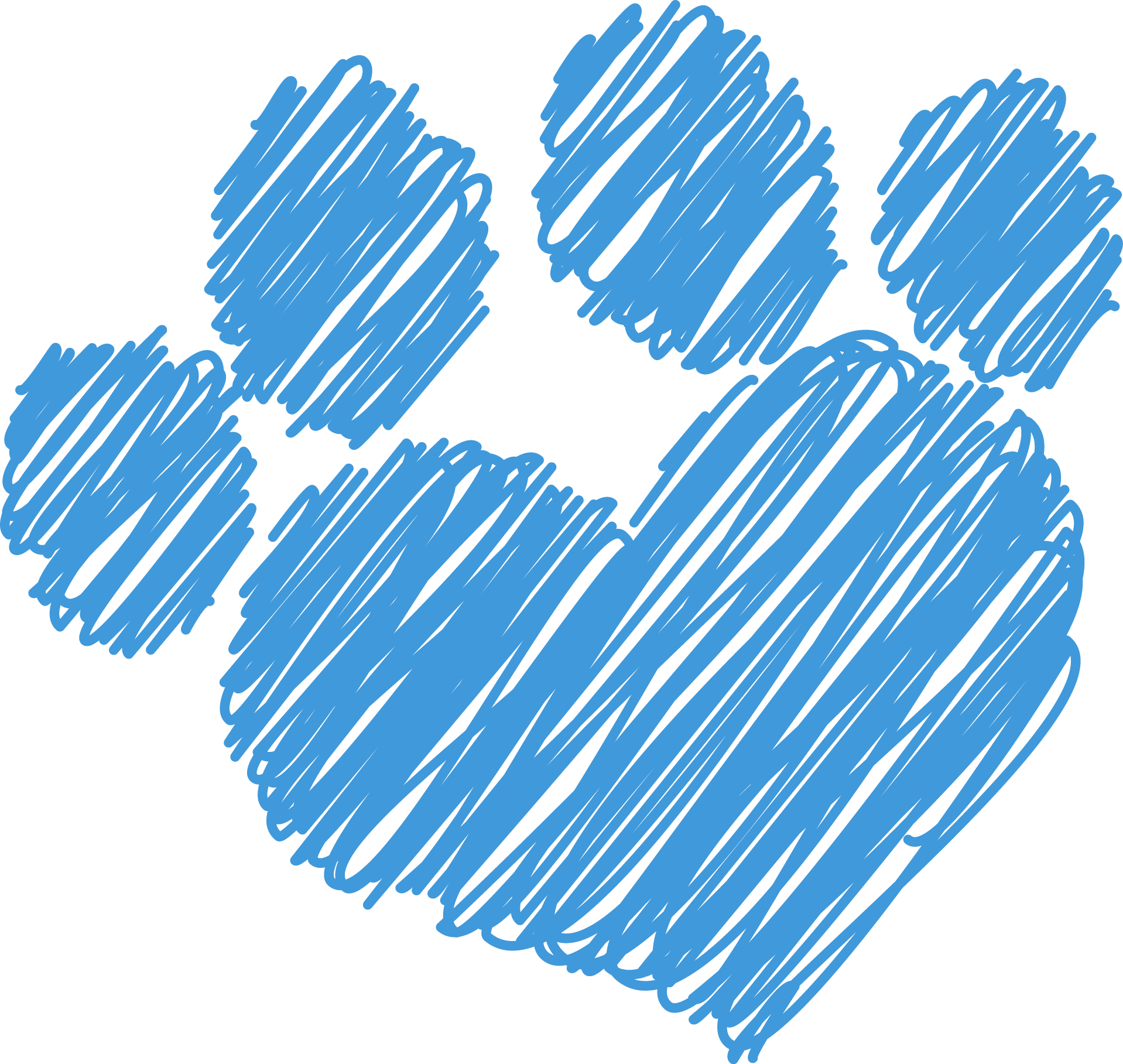 Single Dog Pawprint - Paw Print Scribble (1918x1817), Png Download