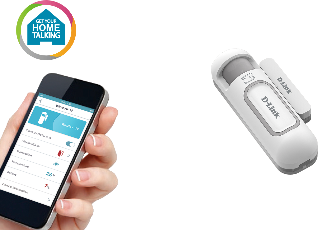 Dch Z110 Side - D-link Mydlink Home Security Starter Kit-dch-107kt (1664x936), Png Download