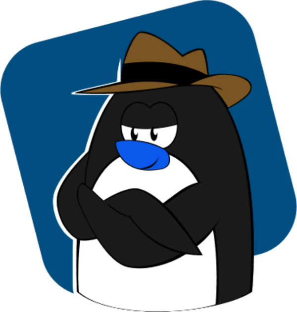 Fedora Penguin Crossing His Arms And Wearing Hat Vector - Penguin Detective Shower Curtain (600x631), Png Download