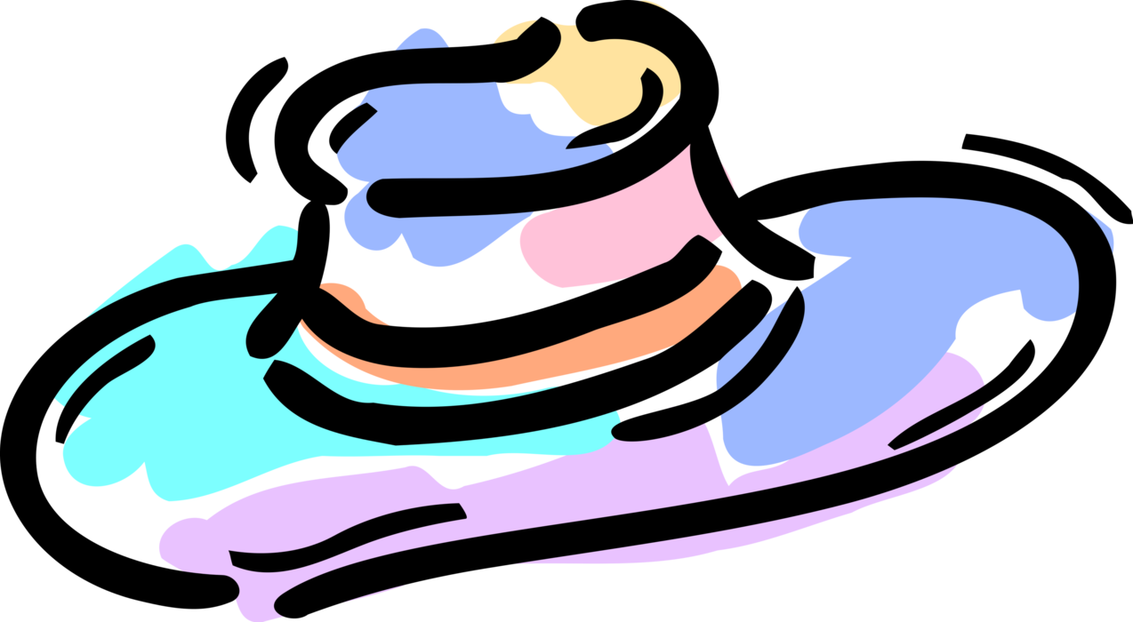 Vector Illustration Of Wide-brimmed Head Covering Hat (1274x700), Png Download