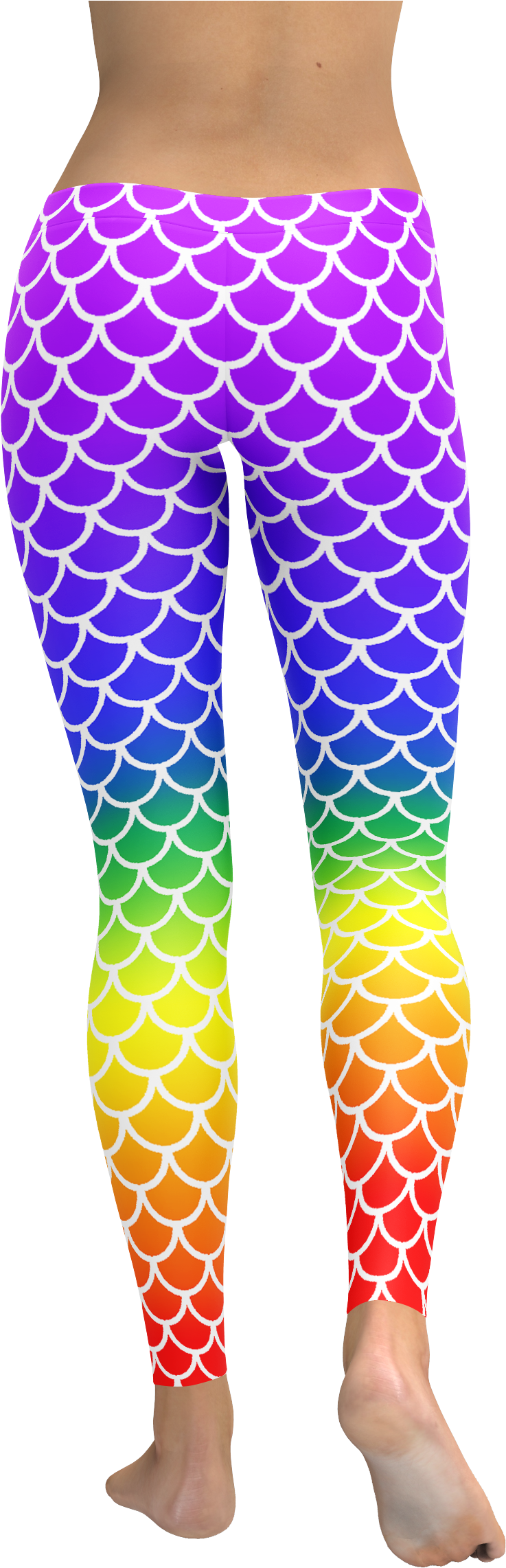 Mermaid Leggings, Rainbow Pattern Yoga Pants, Stretchy - Trousers (3500x2500), Png Download