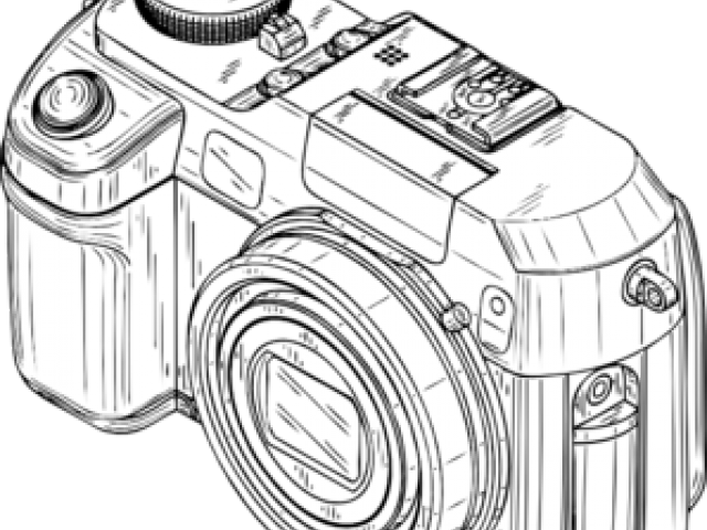 Digital Camera Clipart Sketch - Camera Clip Art (640x480), Png Download