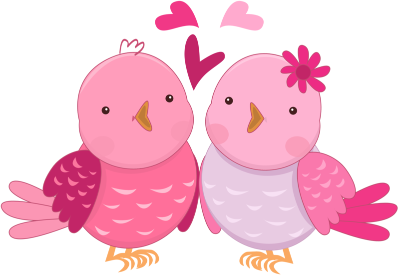 Pink In Love Birds Clipart - Pajaritos Lindos Enamorados (900x600), Png Download