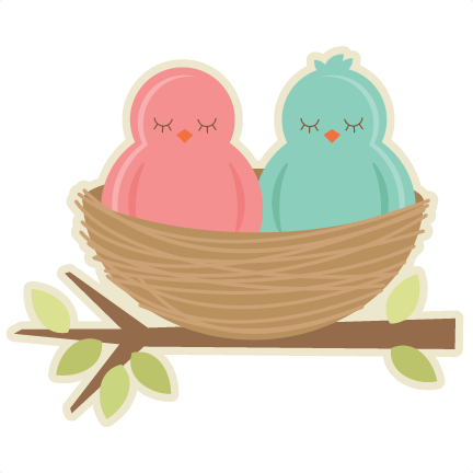Bird's Nest Clipart Spring Bird - Bird Nest Cute Clipart (432x432), Png Download
