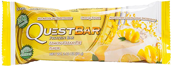 Quest Bar Lemon Cream Pie Review - Quest Nutrition - Quest Bar - Lemon Cream Pie - 1 Bar (600x248), Png Download