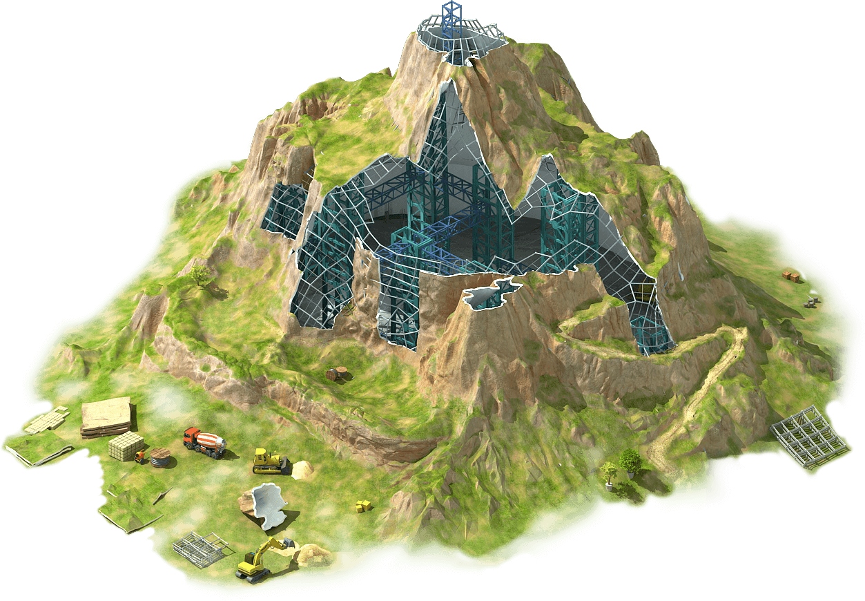 Artificial Mountain Construction Construction (1253x870), Png Download