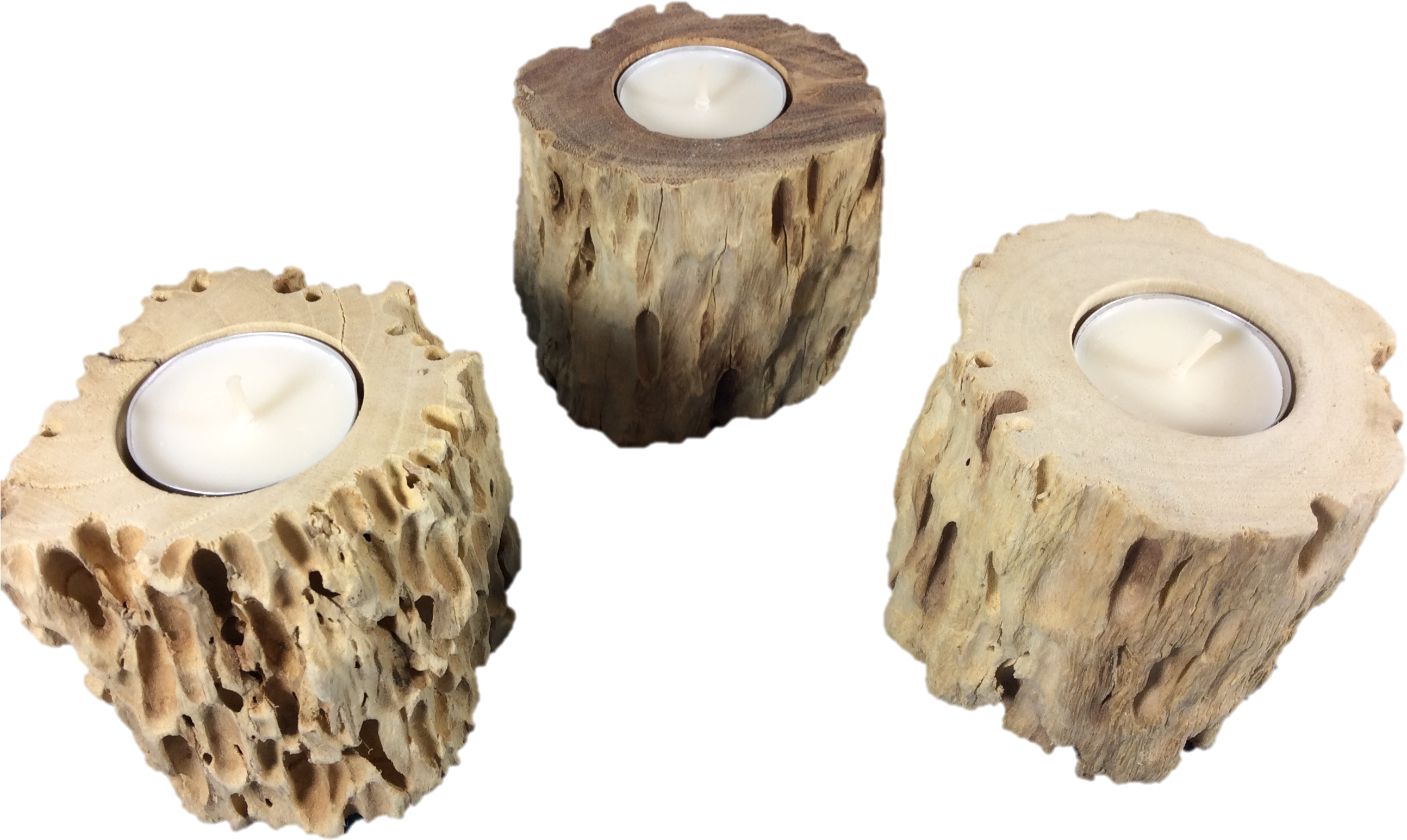 Driftwood Mangrove Wood Candle Holder - Candle (2592x1936), Png Download