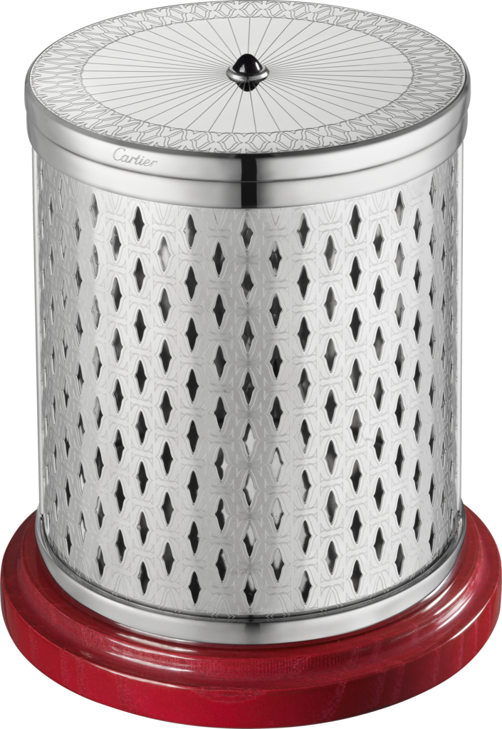 Burgundy Candle Holder With Double C Motif, Scented - Portacandele Cartier (705x1024), Png Download