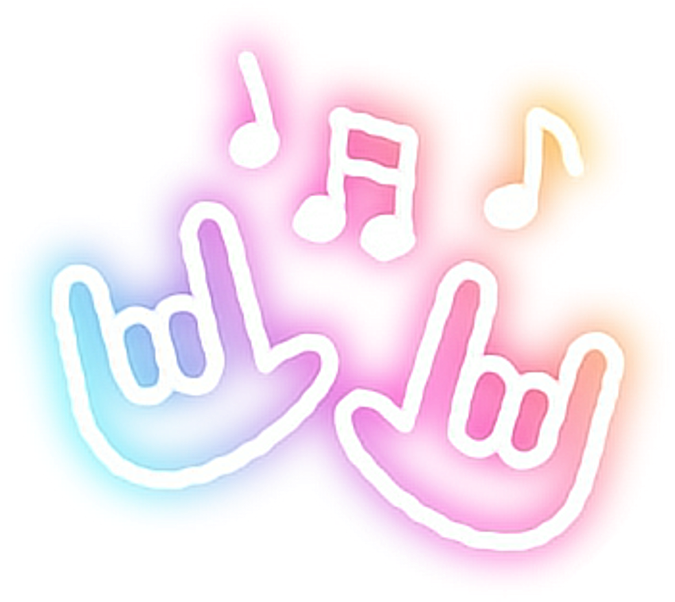 Neon Rock Note Hand Colorful Music Starlight Luminous - Music (1024x1024), Png Download