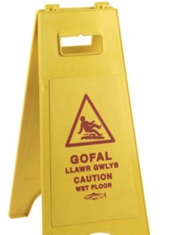 Caution Wet Floor Sign Welsh - Caution Wet Floor Sign (800x800), Png Download