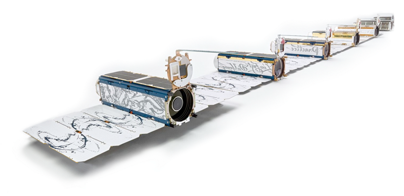 Planet Operates 130 Doves, 13 Skysats And 5 Rapideye - Planet's Rapid Eye Satellite (850x418), Png Download