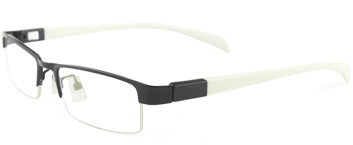 M8270 Semi Rimless Glasses Frame Black White $60 - Plastic (720x300), Png Download