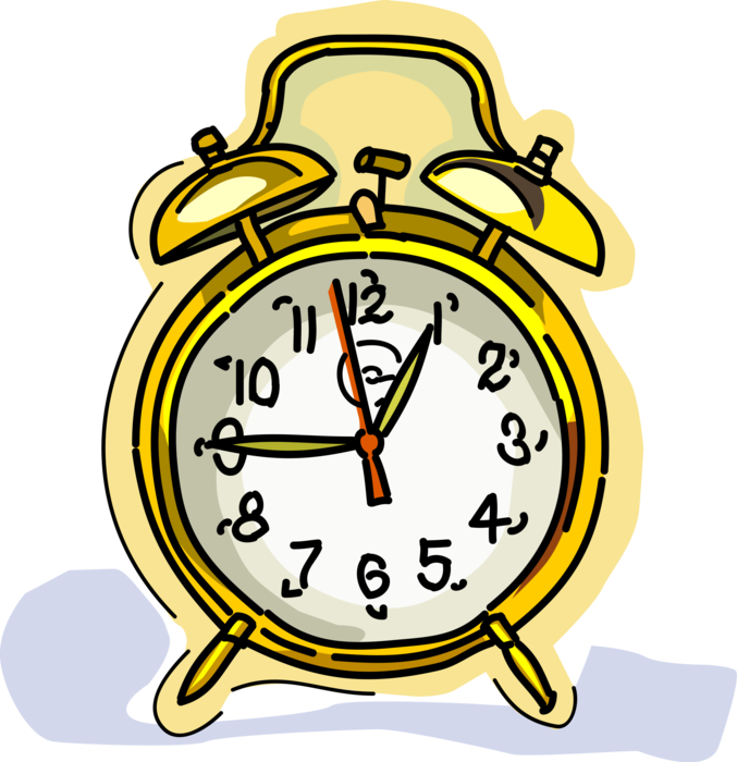 Vector Illustration Of Alarm Clock Ringing Its Morning - School Time Out Card (677x700), Png Download