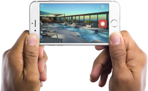 It's The World's Simplest Vlogging Platform That Takes - Hand Holding Iphone Landscape (500x375), Png Download