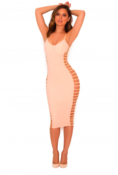 "angelina" Sexy Blush Pink Lace Up Sides Bandage Dress - Photo Shoot (350x350), Png Download