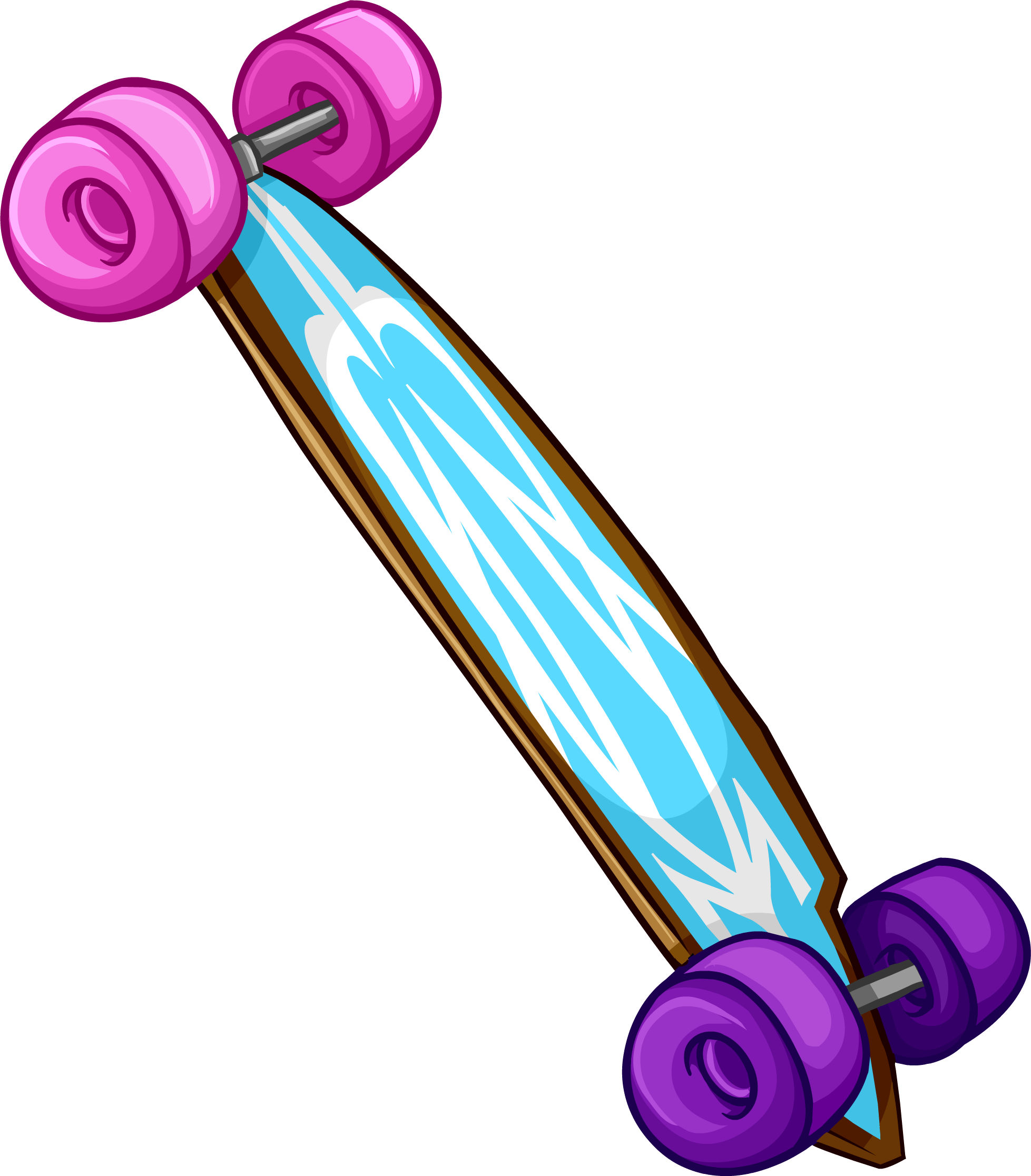 Neon Blue Longboard Icon - Longboard Png (1957x2233), Png Download