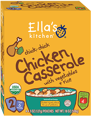 Four Pack Of Chick-chick Chicken Casserole With Vegetables - Ella's Kitchen Chicken Casserole - 4.5oz (4 Pk) (350x425), Png Download