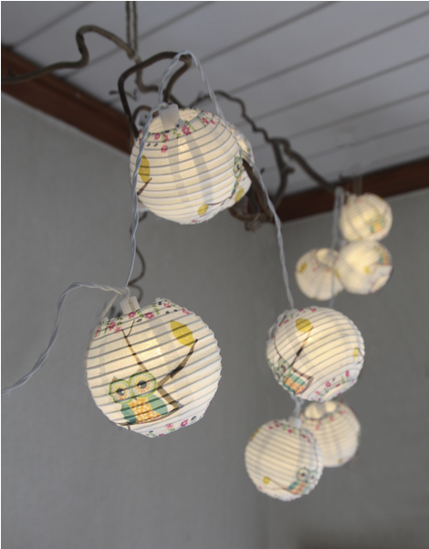 Light Chain Paper Lanterns - Paper Lantern String Lights Owl With Leds (600x600), Png Download