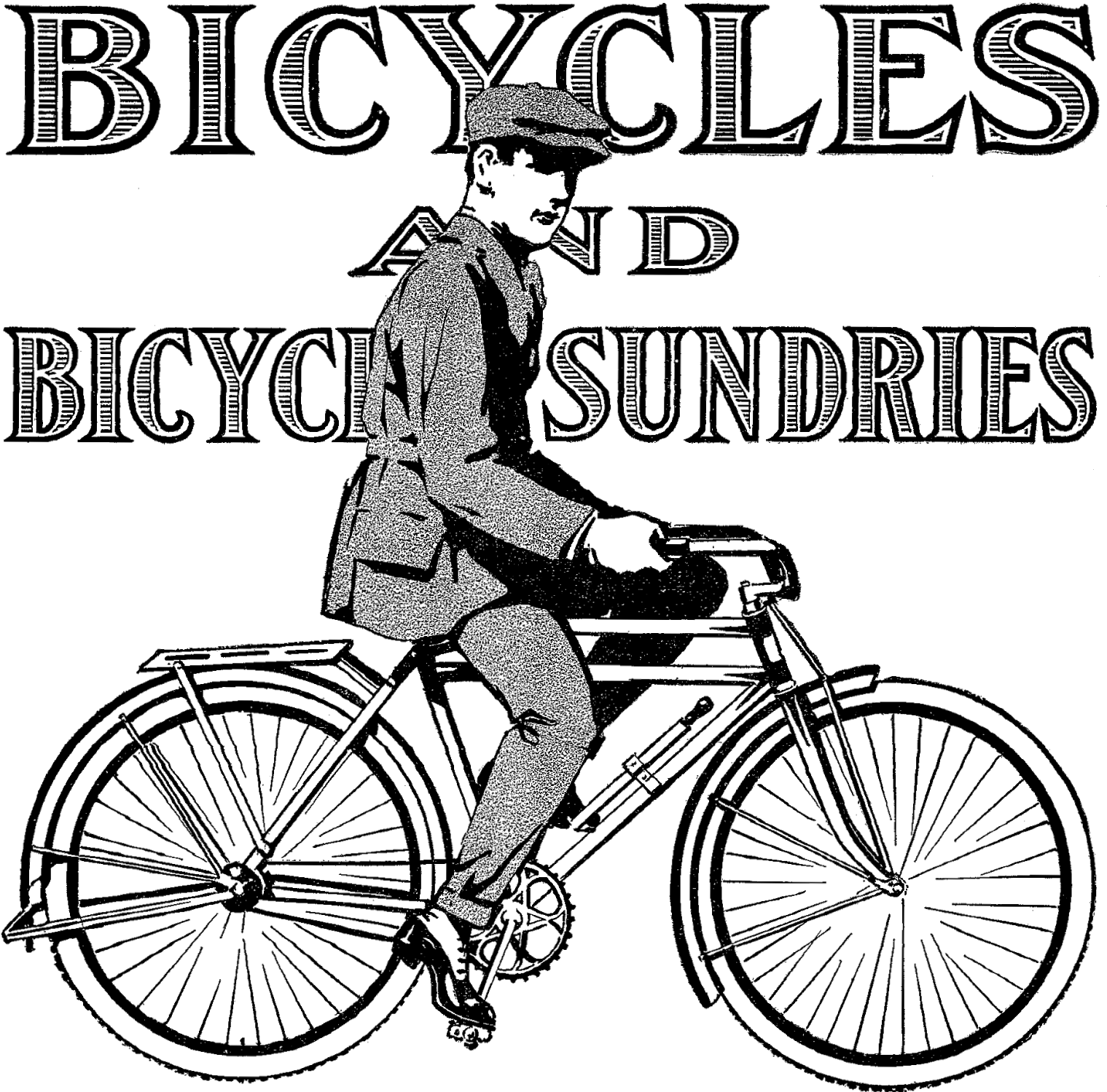 Vintage Bike Ad Image - Illustration Bicycle Vintage Bike (1600x1592), Png Download