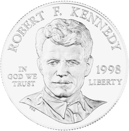 1998 Rfk Silver Dollar Obverse Photo Public Domain - Silver Dollar (477x480), Png Download