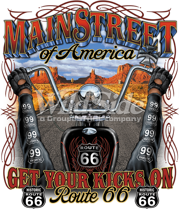 Main Street Of America Route - Get Your Kicks On Route 66 Png (675x675), Png Download