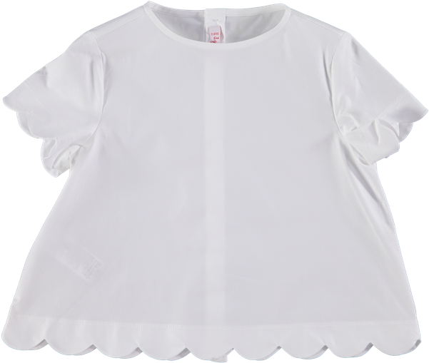 Picture Of Scalloped Edge Blouse White - Indian White Cotton Tops Mens (600x600), Png Download