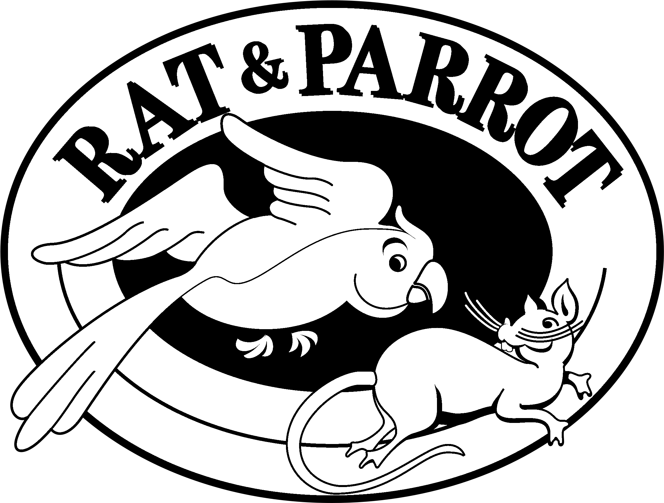 Rat & Parrot Logo Black And White - Rat And Parrot (2400x2400), Png Download
