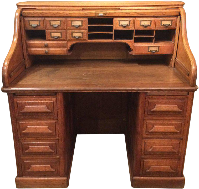 19th Century Roll Top Desk (840x799), Png Download