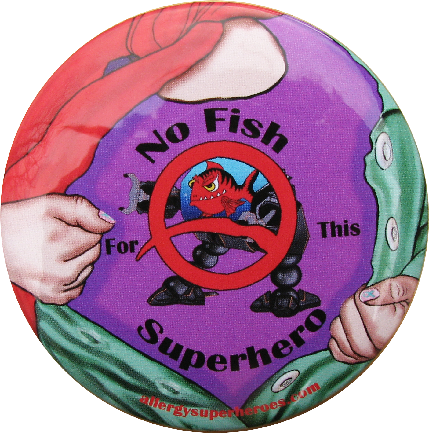 Fish Allergy Superhero Girl Button - Badge (1800x1768), Png Download