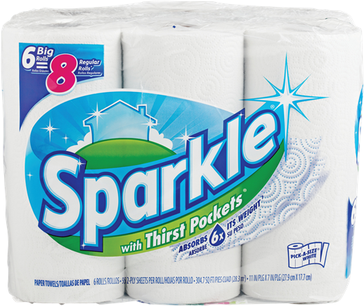 Sparkle Paper Towels 6 Big Rolls Only $4 - Sparkle Paper Towels 6 Big Rolls (600x506), Png Download