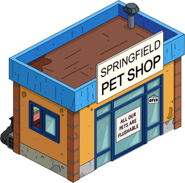 Springfield Pet Shop - Simpsons Springfield Pet Shop (606x599), Png Download