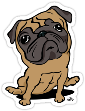 Pug Stickers > - Pug Cartoon Art Throw Blanket (375x360), Png Download