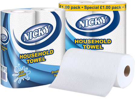 Nicky Household Towel - Nicky Household Towel 4 Rolls (544x366), Png Download