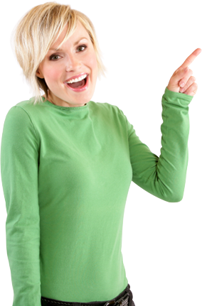 Http - //www - Triadwebservice - Com/raleigh Web Design - Woman Pointing Up Png (284x431), Png Download