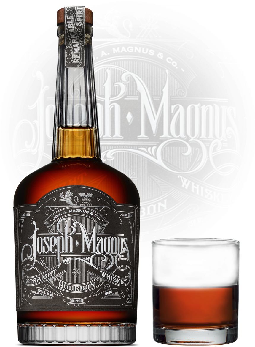 Jam Whiskey Bottle Glass Final - Joseph Magnus Bourbon (860x1200), Png Download