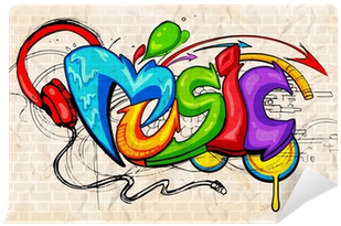 Graffiti Style Music Background Wall Mural • Pixers® - Word Music In Graffiti (400x400), Png Download